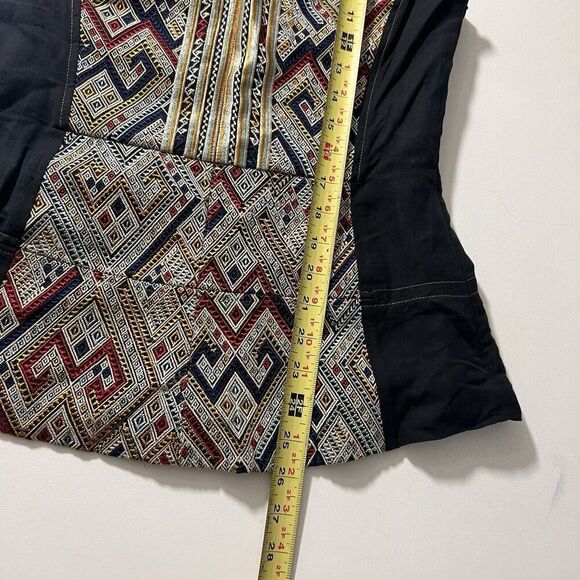 Burning Torch Top Women’s M Peplum Full Embroidered Geometric Structured Blouse - Picture 6 of 6